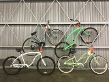 4 beach cruisers, bent FUJI crosstown 3 point 0, ELECTRA cruiser, firmstrong, no name