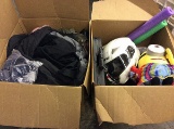 2 boxes of clothes,tools,toys,books,motorcycle helmet