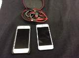 2 ipods and beats earbud headphones
