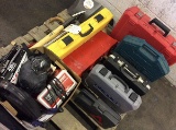 1 pallet of hand tools, canes, power tools, garden tools, gas mask, power inverter, sockets, cases,