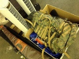 1 pallet of gun cases, briefcases, two fans, camo rucksack, box of misc items