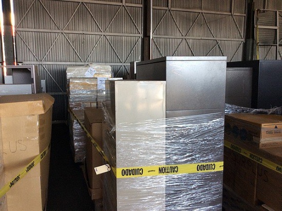 5 Pallets of Filing Cabinets, Ceiling Tile,& Fixture Lens Glass