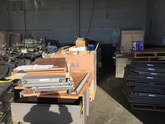 5 Pallets of Office Dividers, Boxes of Binders, & Tables