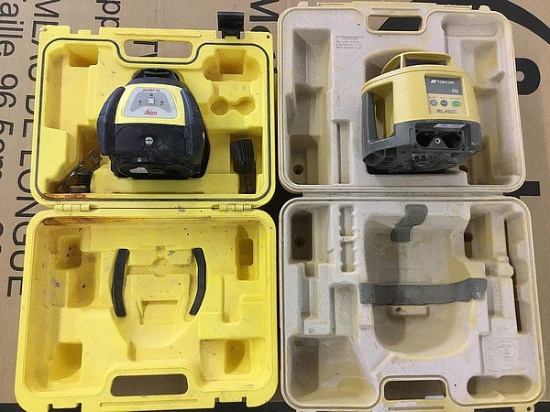 2 pieces of land surveying equipment in cases, LEICA, TOPCON