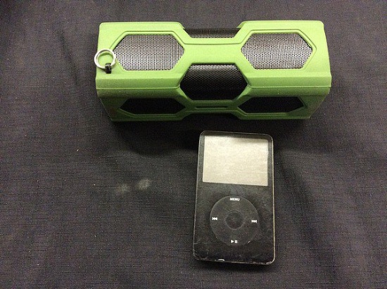 60 gb ipod classic and a rocktech portable bluetooth speaker