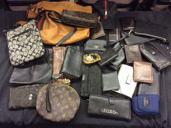 Box of purses,wallets,hat