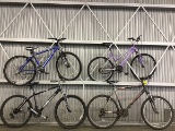 4 mountain bikes, TREK 3700, DIAMONDBACK wilwood, SCHWINN mesa, MAGNA