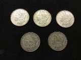 5 U S one dollar coins,all year 1921