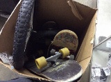 Box with 4 skateboards,baseball bats,bicycle tires