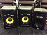 2 krk systems rokit 6 powered studio monitor speakers and 1 jbl 3 series powered studio monitor spea