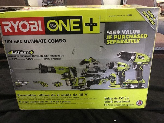 New in box ryobi one plus 6 piece ultimate combo cordless tools