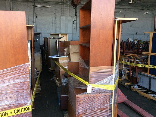 7 Pallets of Shelves, Cabinets, & Tables