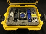 Invicta watch with spare bands set in yellow invicta case