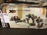 New in box rigid  x4 five pc cordless combo kit,circular saw,impact driver, Led work light,reciproca