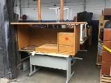 Row of Tables, Drawers, Filing Cabinets, & a Sofa