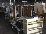Row of Stainless Steal Carts, Filing Cart, & Various Office Material