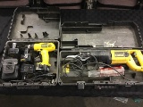 DEWALT electric sawzall and cordless drill with batteries and charger, In cases