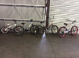 4 bikes, huffy, no name,roadmaster, avigo Newport, no name, granitepeak, kids bmx