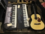2 Casio keyboards,no plugs  and a broken  harmony acoustic guitar
