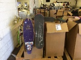 Pallet of skateboards, razors, & various items