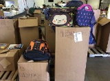 Pallet of backpacks, lunch bags
