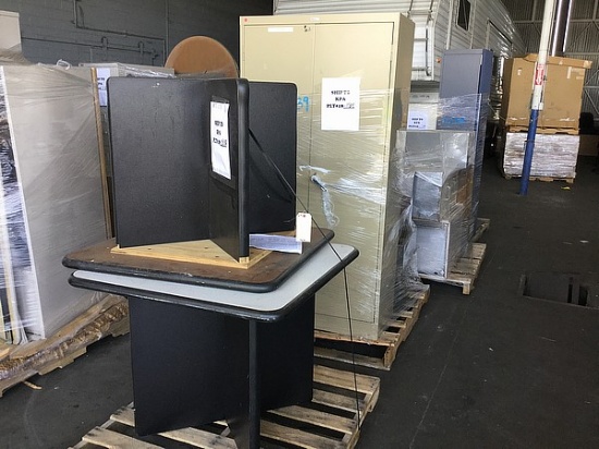 4 Pallets of Filing Cabinets, & Tables