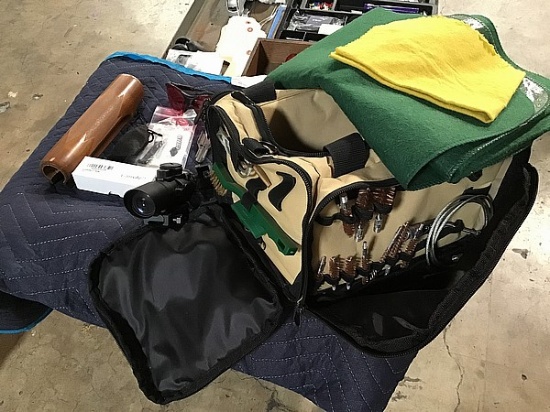 Yellow Remington range bag with miscellaneous firearm equipment #18000062 I-6