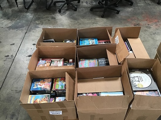 Pallet of books and Kid movies