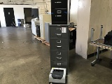 Two Metal cabinets with printer