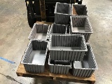 Twelve Grey plastic bins