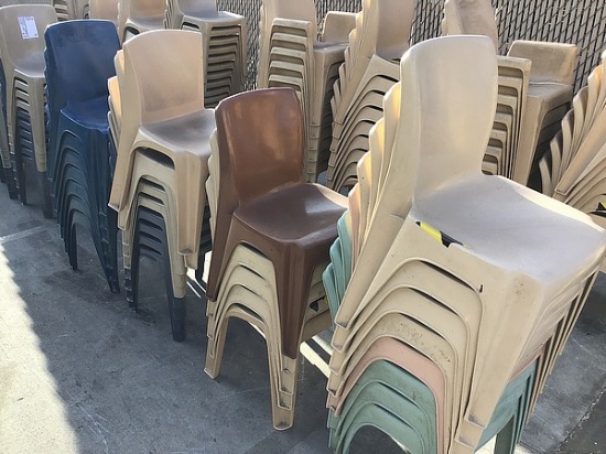 Four bundles of assorted patio chairs