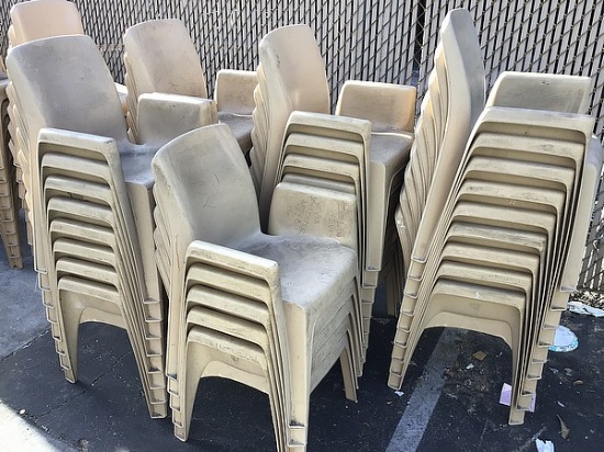 Five bundles of assorted patio chairs