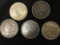 5 One dollar U S coins,years,1921,1921,1922,1922,1923
