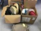 Duffel bag of clothes and 2 boxes of hats,toys,clothes Pictur,Picture frame