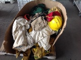 Pallet of firefighter gear clothes n hard harts
