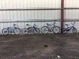 4  bikes, no name, torker, pacific,haro Bmx, road bike, pacific stero, flightline