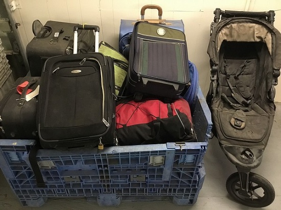 Suitcases,clothing,stroller,crate not included