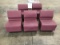 Five red lobby lounge chairs
