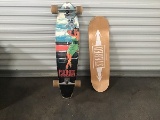 Stereo beige skateboard without wheels, punked Longboard black/blue skateboard
