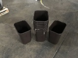 Ten brown plastic  trash cans