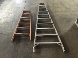 10 ft metal ladder with 6 ft wood ladder