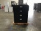 HON Large black metal file cabinet with two medium metal file cabinets