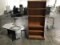 Large wood bookshelf two small bookshelves, piano bench Two small office desks