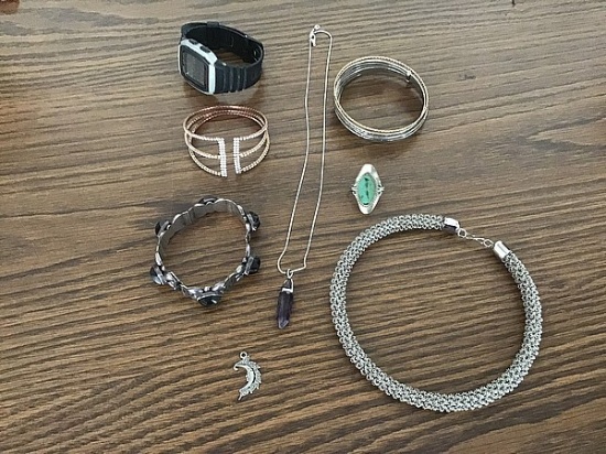 Assorted costume jewelry with one watch