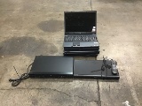 Two DVD players with four hp laptops