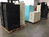 Five file cabinets, with three storage lockers