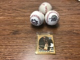 Three collectible Baseballs with Michael Jordan rookie card