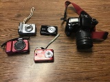 Five assorted cameras
