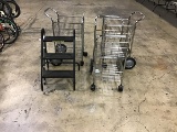 Three rolling carts with step ladder