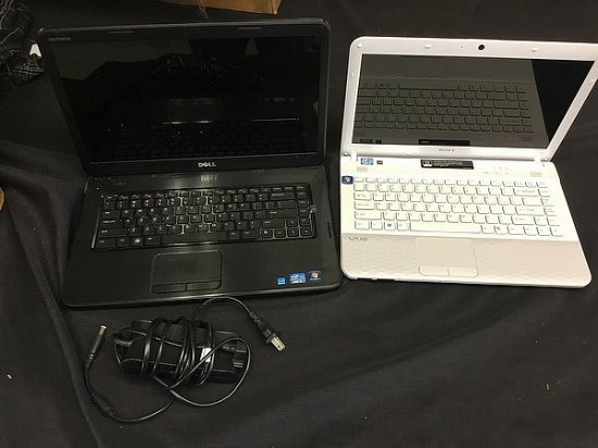 2 laptops,hard drives possibly removed,Dell Inspiron N5050 with plug, Sony vaio,no plug